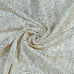 White Dyeable Georgette Embroidered Fabric