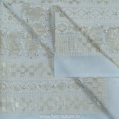 White Dyeable Georgette Embroidered Fabric