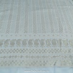 White Dyeable Georgette Embroidered Fabric