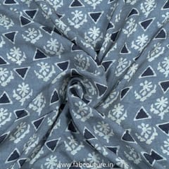 Grey Muslin Digital Printed Fabric