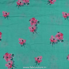 Seagreen Linen Cotton Digital Printed Fabric