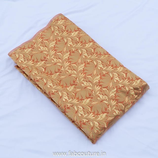 Peach Color Chanderi Jacquard fabric