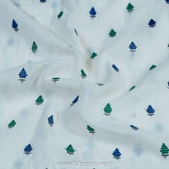 White Mal Cotton Embroidered Fabric
