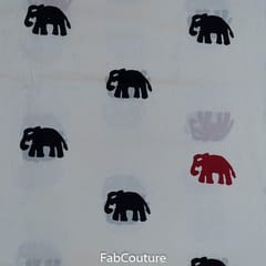 White Colour Cambric block Printed Fabric (1.50Meter Piece)