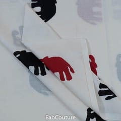 White Colour Cambric block Printed Fabric (1.50Meter Piece)