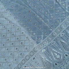 White Dyeable Georgette Embroidered Fabric