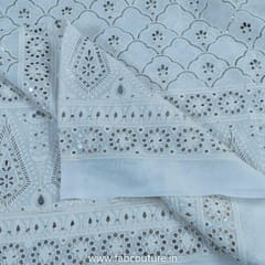 White Dyeable Georgette Embroidered Fabric