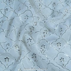 White Dyeable Georgette Embroidered Fabric