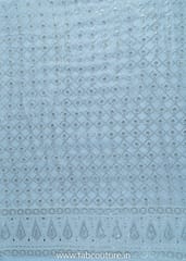 White Dyeable Georgette Embroidered Fabric