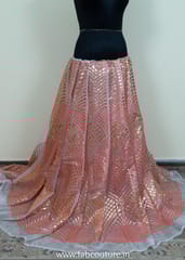 Peach Color Embroidery Organza Kali Set