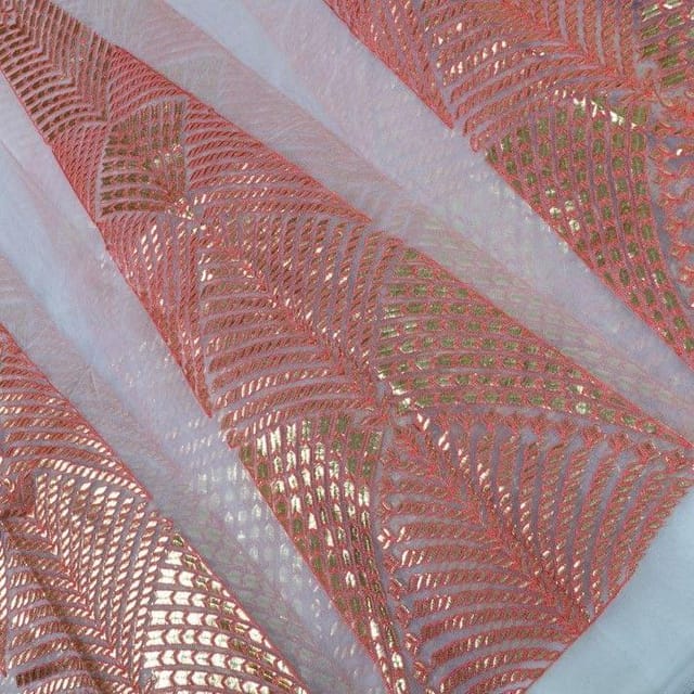 Peach Color Embroidery Organza Kali Set