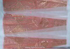 Peach Color Embroidery Organza Kali Set