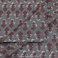 Grey Color Cotton Ajrakh Printed Fabric