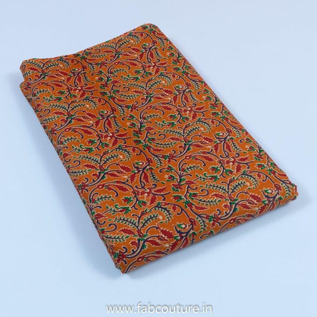 Orange Cotton Kalamkari Print (1 Meter Cut Piece )