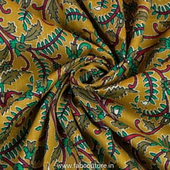 Mustard Cotton Kalamkari Printed Fabric