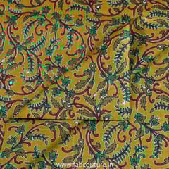 Mustard Cotton Kalamkari Printed Fabric