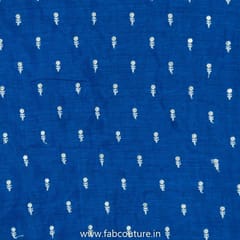 Blue Color Dola Silk Embroidered Fabric