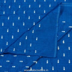 Blue Color Dola Silk Embroidered Fabric