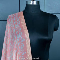 Peach Color Chiffon Zari Border Batik Dupatta