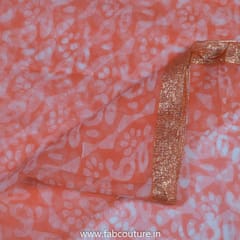 Peach Color Chiffon Zari Border Batik Dupatta