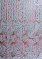 Peach Color Organza Embroidered Fabric