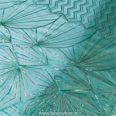 Sea Green Color Organza Embroidered Fabric