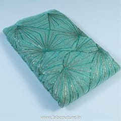 Sea Green Color Organza Embroidered Fabric