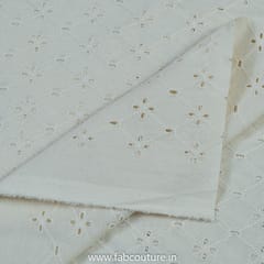 Off White Dyeable Cotton Chikan Embroidered Fabric