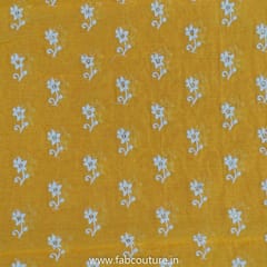 Yellow Modal Chanderi Embroidered Fabric