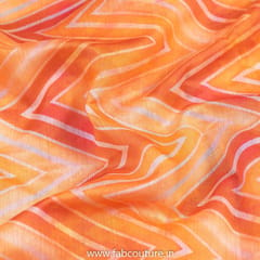 Orange Color Chanderi Digital Printed Fabric