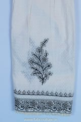 White Cotton Embroidered Suit With Cotton Plazzo And Muslin Dupatta