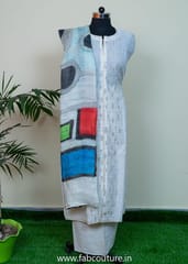 Cotton Linen Suit With Cotton Bottom And Cotton Linen Dupatta Unstitched Suit Set