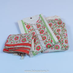 Hand Block Cotton Printed Suit With Cotton Sharara And Cotton Dupatta Stitched Suit Set