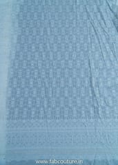 White Dyeble Cotton Lakhnavi Embroidered Fabric