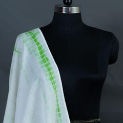 Cream & Green Color Mal Cotton Tie & Dye Dupatta