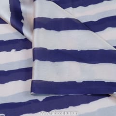 Cream & Purple Stripes Georgette Satin Printed Fabric