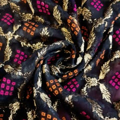 Black Georgette Jacquard Jaal fabric