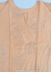 Peach Chanderi Sequins Embroidered Suit With Chanderi Plazzo And Chanderi Dupatta