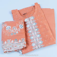 Gajree Chanderi Embroidered Suit With Cotton Bottom And Chanderi Embroidered Dupatta