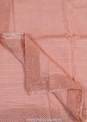 Peach Chanderi Embroidered Suit With Cotton Bottom And Chanderi Dupatta