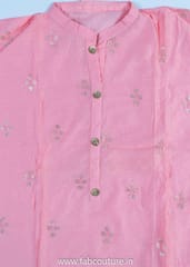 Pink Chanderi Embroidered Suit With Cotton Bottom And Chanderi Dupatta