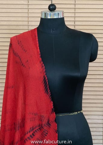 Red and Black Colour Cotton Chiffon Dupatta