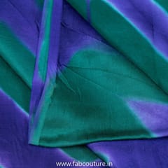 Purple With Green Gajji Silk Clamp Dyed Fabric 2.5 Metre Piece