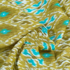 Mustard Flex Cotton Ikkat Digital Printed Fabric