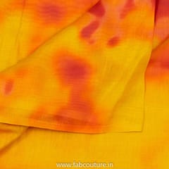 Yellow Color Chanderi Silk Tie Dye Digital Printed Fabric