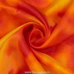 Yellow Color Chanderi Silk Tie Dye Digital Printed Fabric