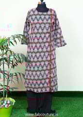 Black Color Stitched Cotton Kurti With Cotton Pant