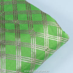 Green Color Chanderi Embroidered Fabric