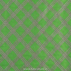 Green Color Chanderi Embroidered Fabric