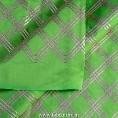 Green Color Chanderi Embroidered Fabric